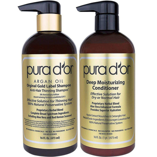 Anti-Thinning Shampoo & Deep Moisturizing Conditioner Set PURA D'OR - HaiRegrow