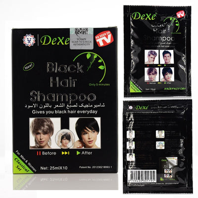Dexe Fast Black Hair Shampoo 10 Pcs (Black) - HaiRegrow