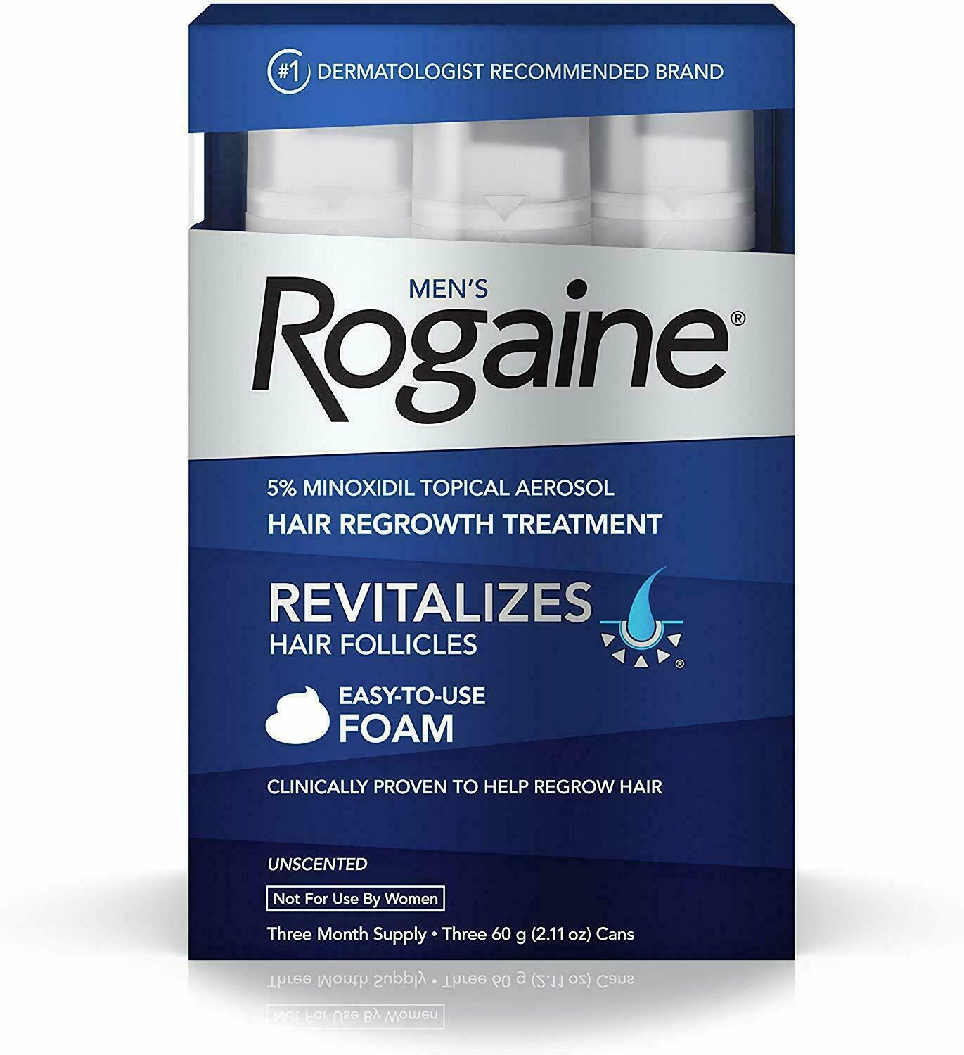 Rogaine Foam Hair Loss & Regrowth Treatment 5% Minoxidil - 1,2,3,6 Month Supply