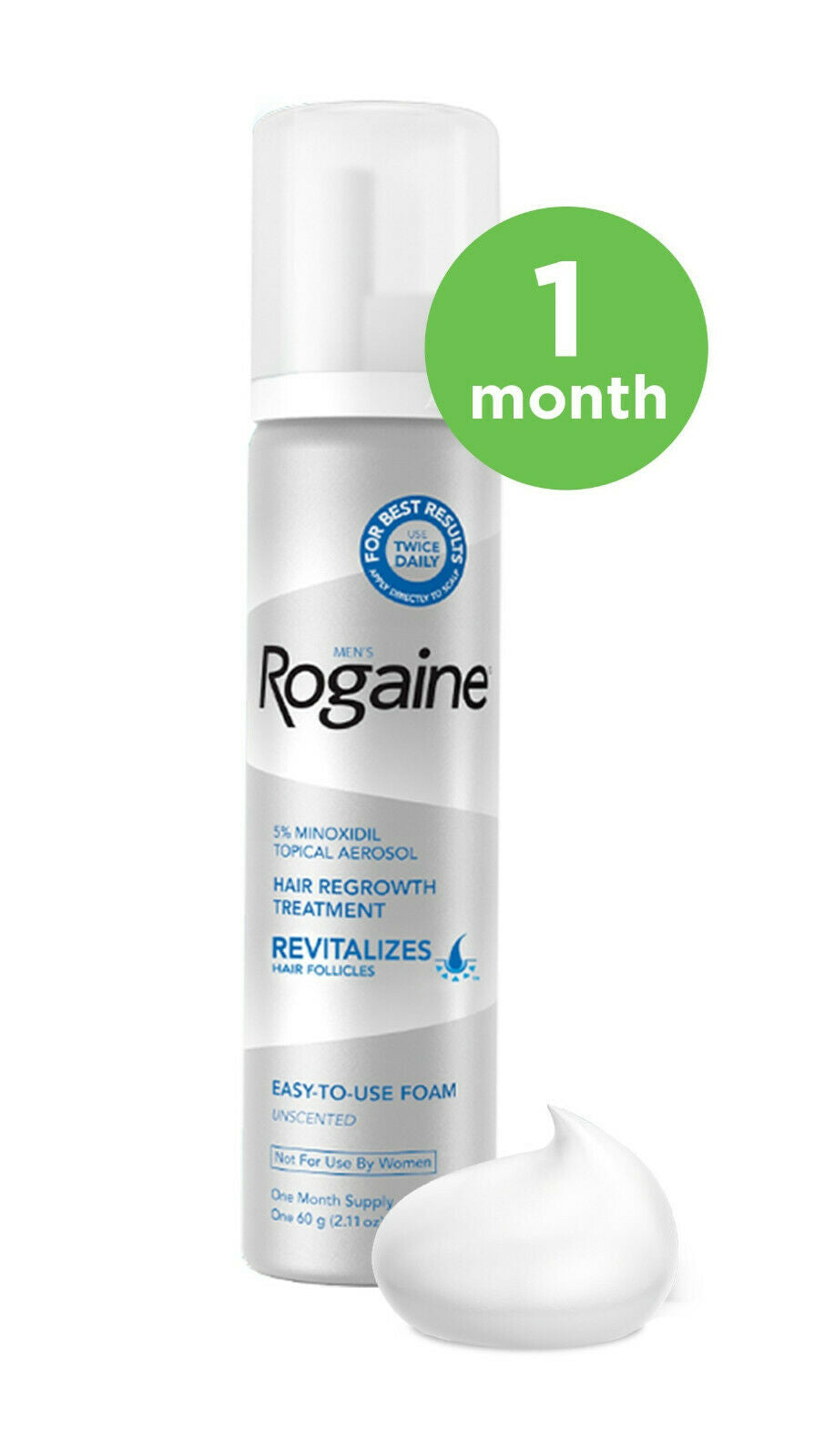 Rogaine Foam Hair Loss & Regrowth Treatment 5% Minoxidil - 1,2,3,6 Month Supply